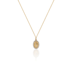 Diamond Miraculous Medal Necklace - Charlie and Marcelle