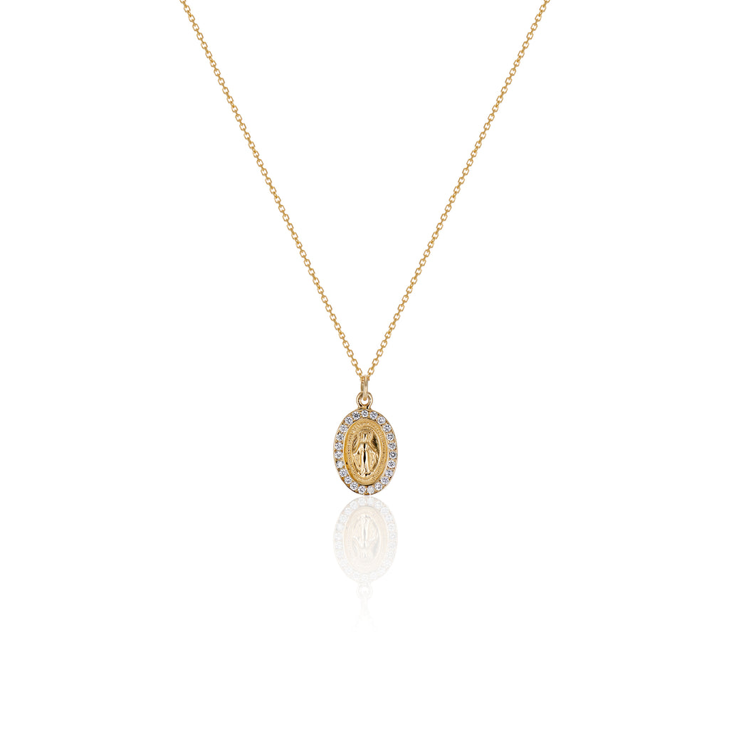 Diamond Miraculous Medal Necklace - Charlie and Marcelle