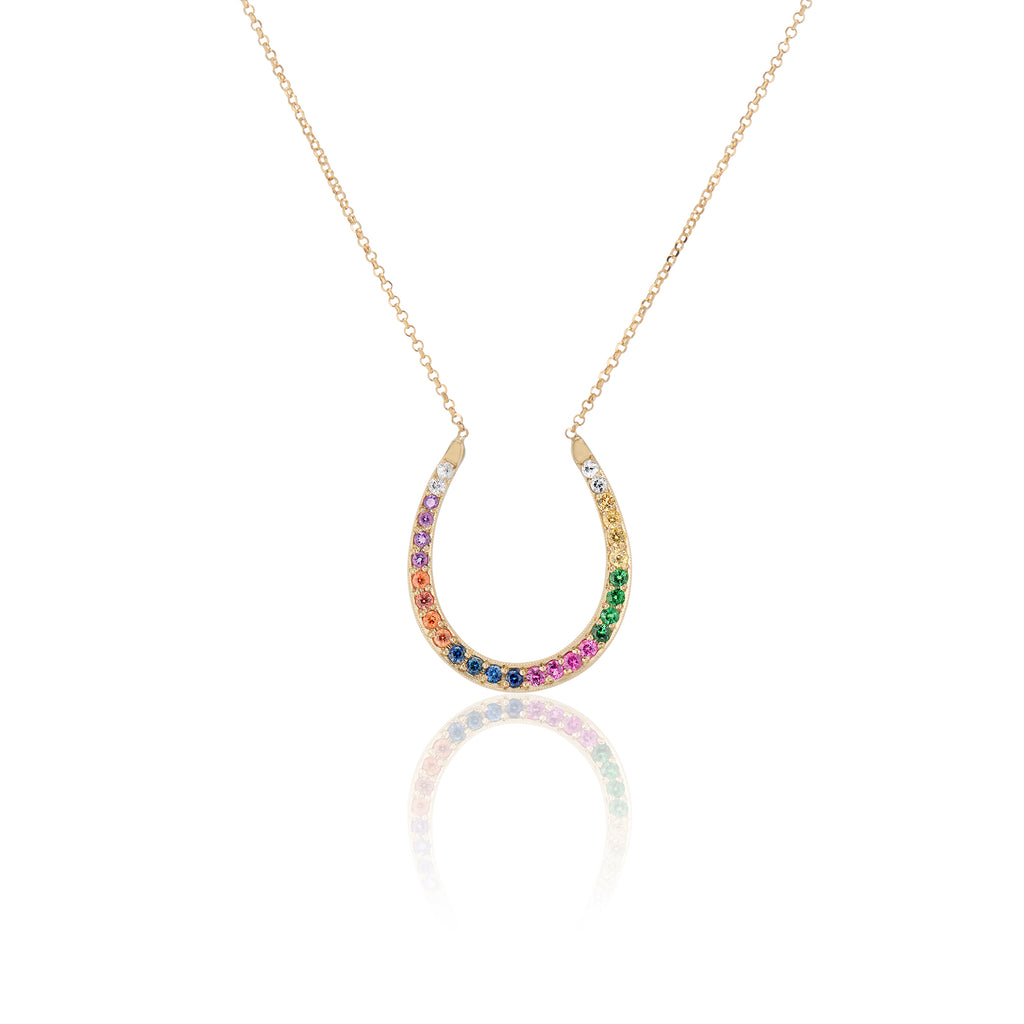 Rainbow Horseshoe Necklace - Charlie and Marcelle