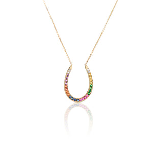 Rainbow Horseshoe Necklace - Charlie and Marcelle